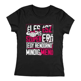  Éles ész ... rendőrnő női póló (Fekete)
