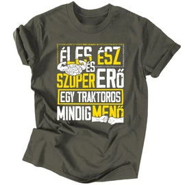 Éles ész... traktoros férfi póló (Grafit)