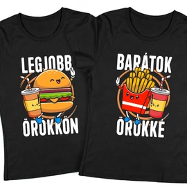 Legjobb barátok női póló szett  (Fekete)
