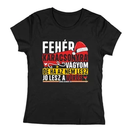 Vörös karácsony női póló (Fekete)