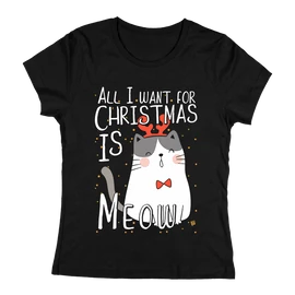Christmas is meow női póló (Fekete)