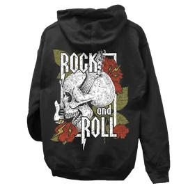 Rock'n'Roll kapucnis pulóver (Fekete)