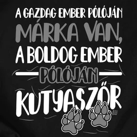 A boldog ember kutyaszőrös női póló (Fekete)