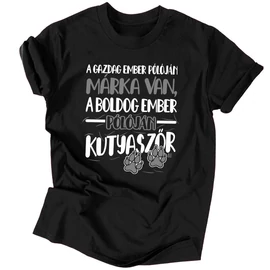  A boldog ember kutyaszőrös férfi póló (Fekete)