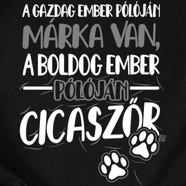 A boldog ember cicaszőrös női póló (Fekete)