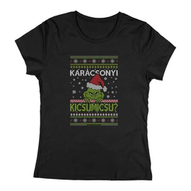 Karácsonyi Kicsumicsu? (Grinch) női póló (Fekete)