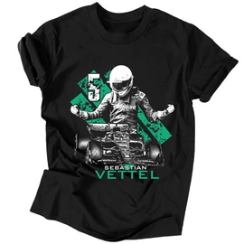 Sebastian Vettel férfi póló (Fekete)
