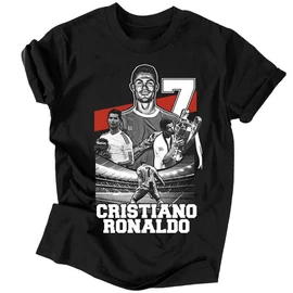 Cristiano Ronaldo szurkolói férfi póló (Fekete)