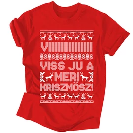 Vi viss ju a meri kriszmösz férfi póló (Piros)