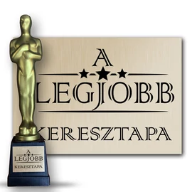 Keresztapa férfi póló + A legjobb keresztapa ajándék szobor