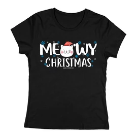 Meowy Christmas női póló (Fekete)