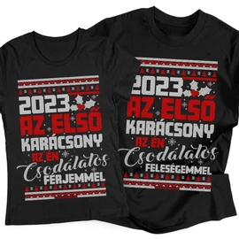 Az első karácsonyom páros póló szett Fekete