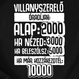 Villanyszerelő Óradíjak férfi póló (fekete)