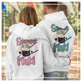 Szeretlek te kis maki páros kapucnis pulóver szett (fehér)