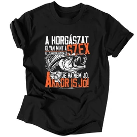 A horgászat olyan mint a szex férfi póló (RD) (Fekete)