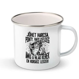 Amíg a világ kerek - horgász fém bögre (Fehér)