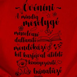 Óvónéni női póló (Piros)