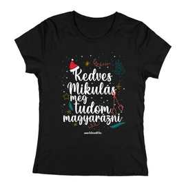 Kedves Mikulás női póló (Fekete)