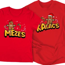 Mézes Kalács karácsonyi páros póló szett (Piros)