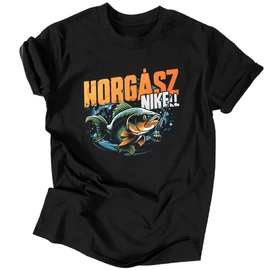 HorgászNIKEll férfi póló (Fekete)