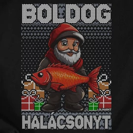 Boldog halácsonyt férfi póló (Fekete)