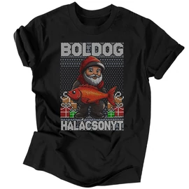 Boldog halácsonyt férfi póló (Fekete)