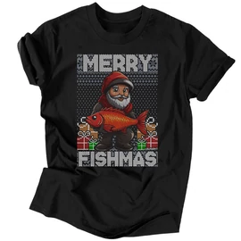 Merry fishmas férfi póló (Fekete)