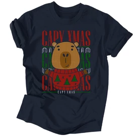 Capy xmas (ölelős) férfi póló (Sötétkék)