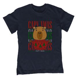 Capy xmas (ölelős) gyerek póló (Sötétkék)