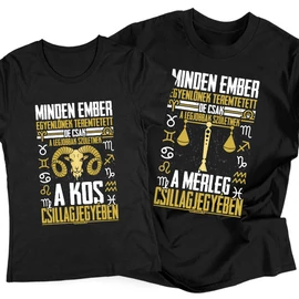 Minden ember (horoszkópos) páros póló szett (Fekete)