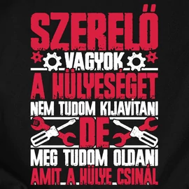 Mindent megoldó szerelő férfi póló (Fekete)