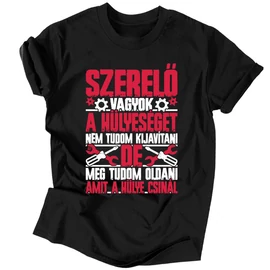 Mindent megoldó szerelő férfi póló (Fekete)