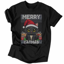 Merry catmas férfi póló (Fekete)