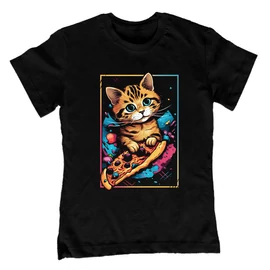 Pizzacat gyerek póló (Fekete)
