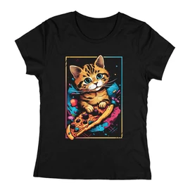 Pizzacat női póló (Fekete)