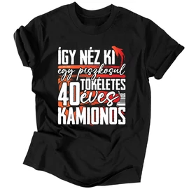 Tökéletes X éves kamionos férfi póló (Fekete)