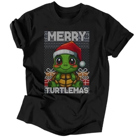 Merry turtlemas férfi póló (Fekete)