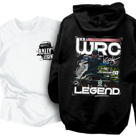 WRC LEGEND kapucnis pulcsi és Rally Legend póló szett (Fehér-Fekete)