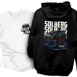 Solberg kapucnis pulcsi és Rally Legend póló szett (Fehér-Fekete)