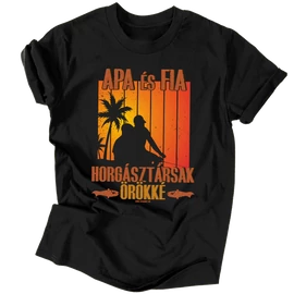 Apa és fia horgásztársak férfi póló (Fekete)