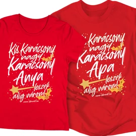 Anya/Apa leszek (Karácsonyi) páros póló szett (Piros)