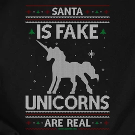 Santa is fake, unicorns are real férfi póló (Fekete)