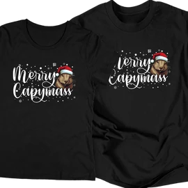 Merry Capymass páros póló szett (Fekete)