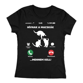 Hívnak a macskák női póló (Fekete)
