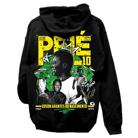 Pelé tribute kapucnis pulóver (Fekete)