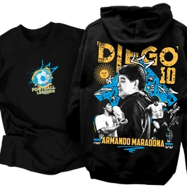 Diego Maradona tribute kapucnis pulcsi és póló szett (Fekete)