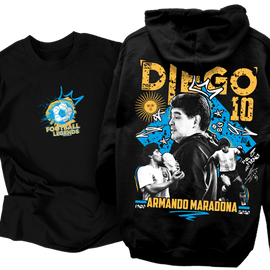 Diego Maradona tribute kapucnis pulcsi és póló szett (Fekete)