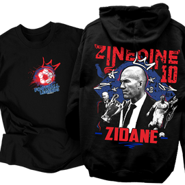 Zinedine Zidane tribute kapucnis pulcsi és póló szett (Fekete)