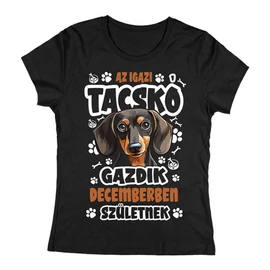 Az igazi tacskó gazdik női póló (Fekete)