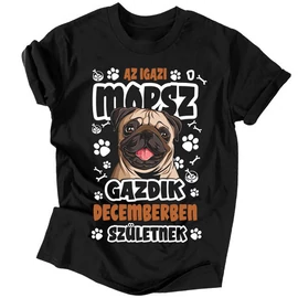 Az igazi mopsz gazdik férfi póló (Fekete)